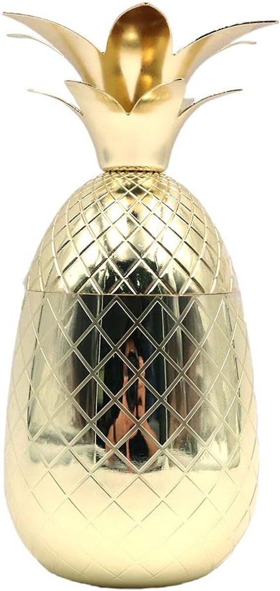 SnelShoppen - 500ml Ananas Creatieve Vorm Gepersonaliseerd Cocktailglas RVS Cup voor Cocktails, Feest, Tuin, Keuken, Onbreekbaar, Ergonomisch, Unisex