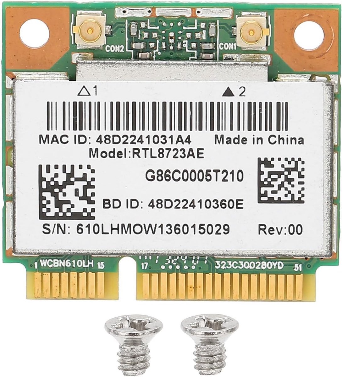 SnelShoppen - RTL8723AE Draadloze Netwerkkaart, Half Mini PCI-E WiFi Adapter met Bluetooth 4.0, 802.11n Voor Laptop, Compact en Eenvoudig Te Installer