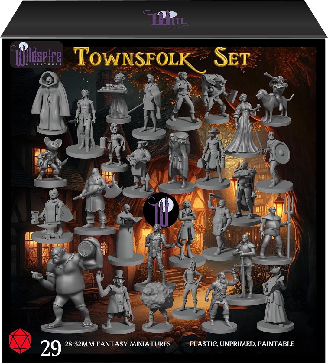 SnelShoppen - 29 Heroïsche Fantasy Miniaturen voor DND, Tactisch Bordspel, 28mm Ongeverfd, Hard Plastic, Perfect voor Tabletop RPG's