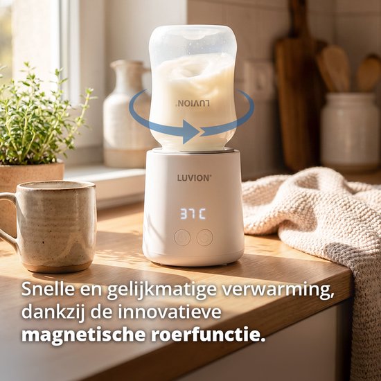 LUVION® Ultra Pro Draagbare Flessenwarmer - Wit - Speciale roerfunctie voor gelijkmatig opwarmen van borstvoeding en mixen van kunstvoeding - Geschikt voor nagenoeg alle merken babyflesjes - Onderweg draadloos je baby fles verwarmen — afbeelding 3