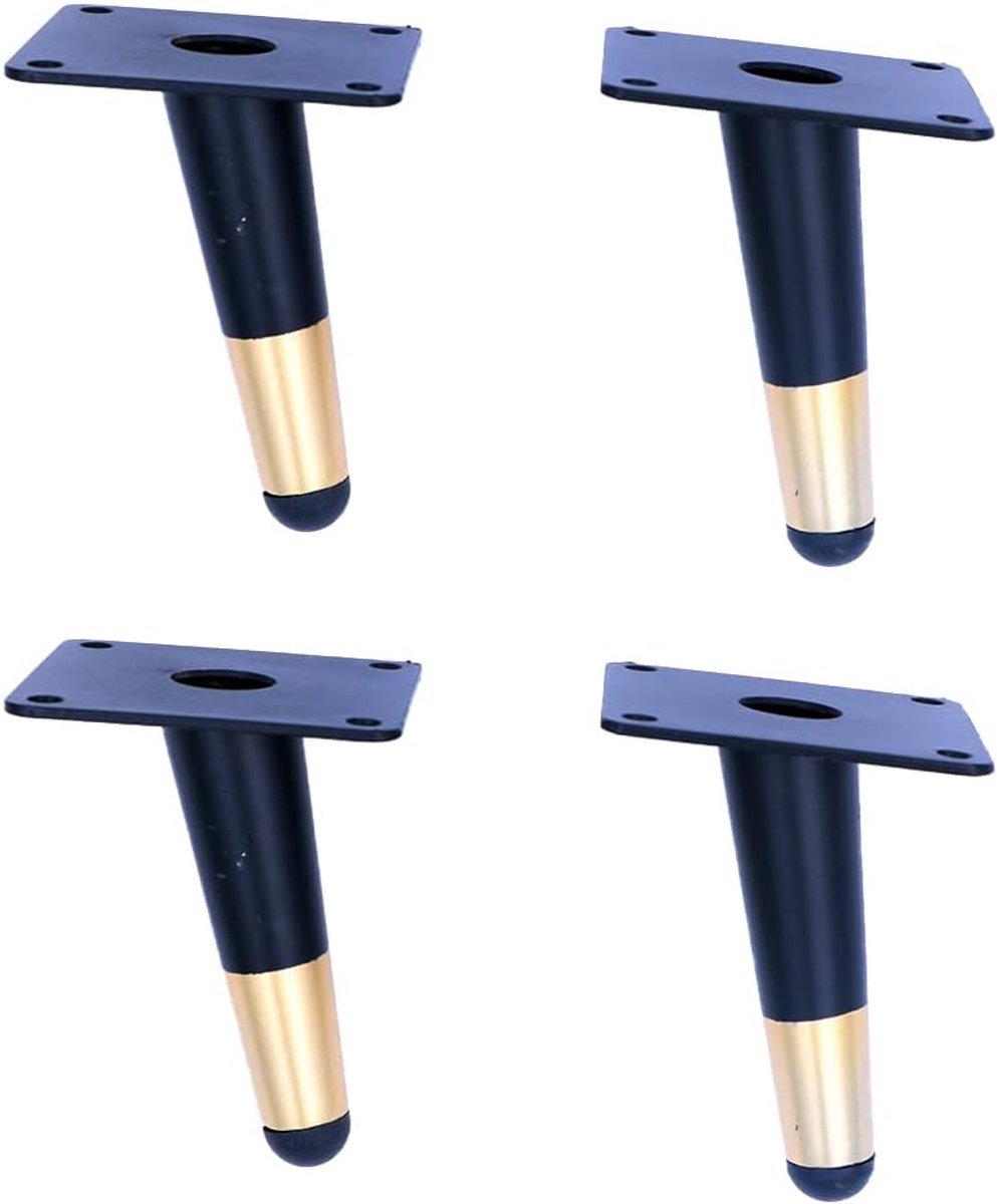 SnelShoppen - 10cm Zwarte Tapered Meubelpoten, Metalen Cabinet Poten, Gehoekte Meubelpoten Set van 4 voor Bank, Kast, Bar, Tafel, Bed, Antislip en Gel