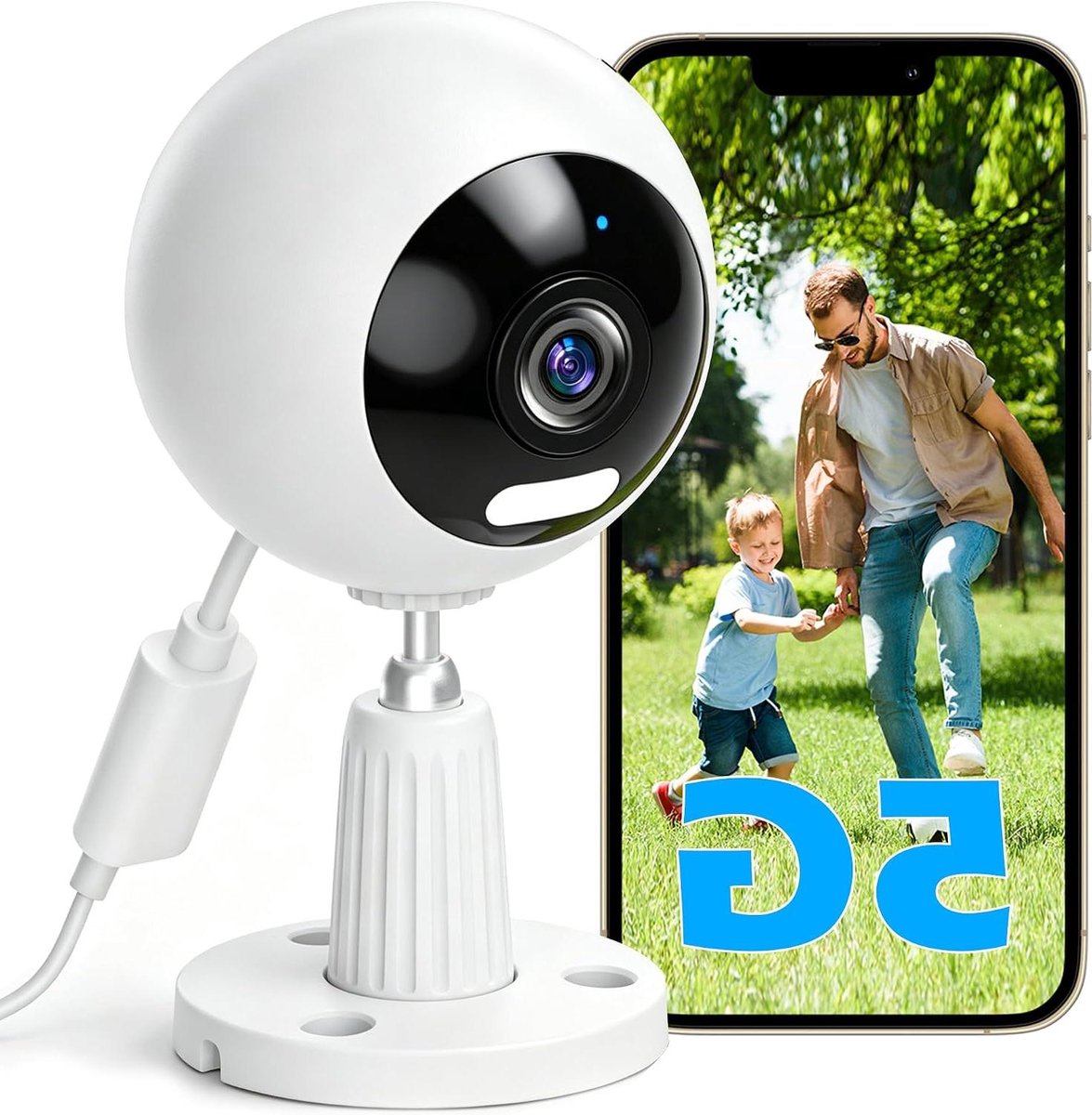 Bewakingscamera Binnen Buiten - Wifi Camera Babyfoon - Huis Beveiligen - 3MP UHD Nachtzicht - IP66 Waterdicht - Wit