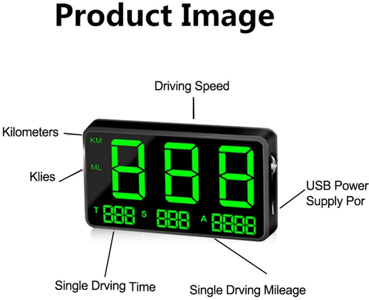 SnelShoppen - Universele 5.5 inch Auto GPS HUD Head Up Display Snelheidsmeter met Snelheidswaarschuwing, Helder en Gebruiksvriendelijk