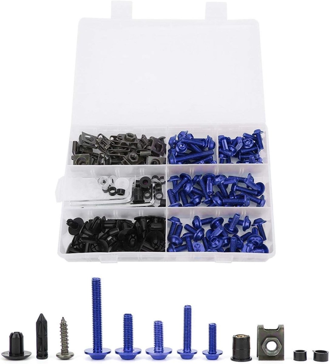 SnelShoppen - Fairing Bolt Set Motorfiets Bevestigingsset 198-Delige M5 M6 Motorbeugels Kleurige Schroeven Hoogwaardige Aluminium