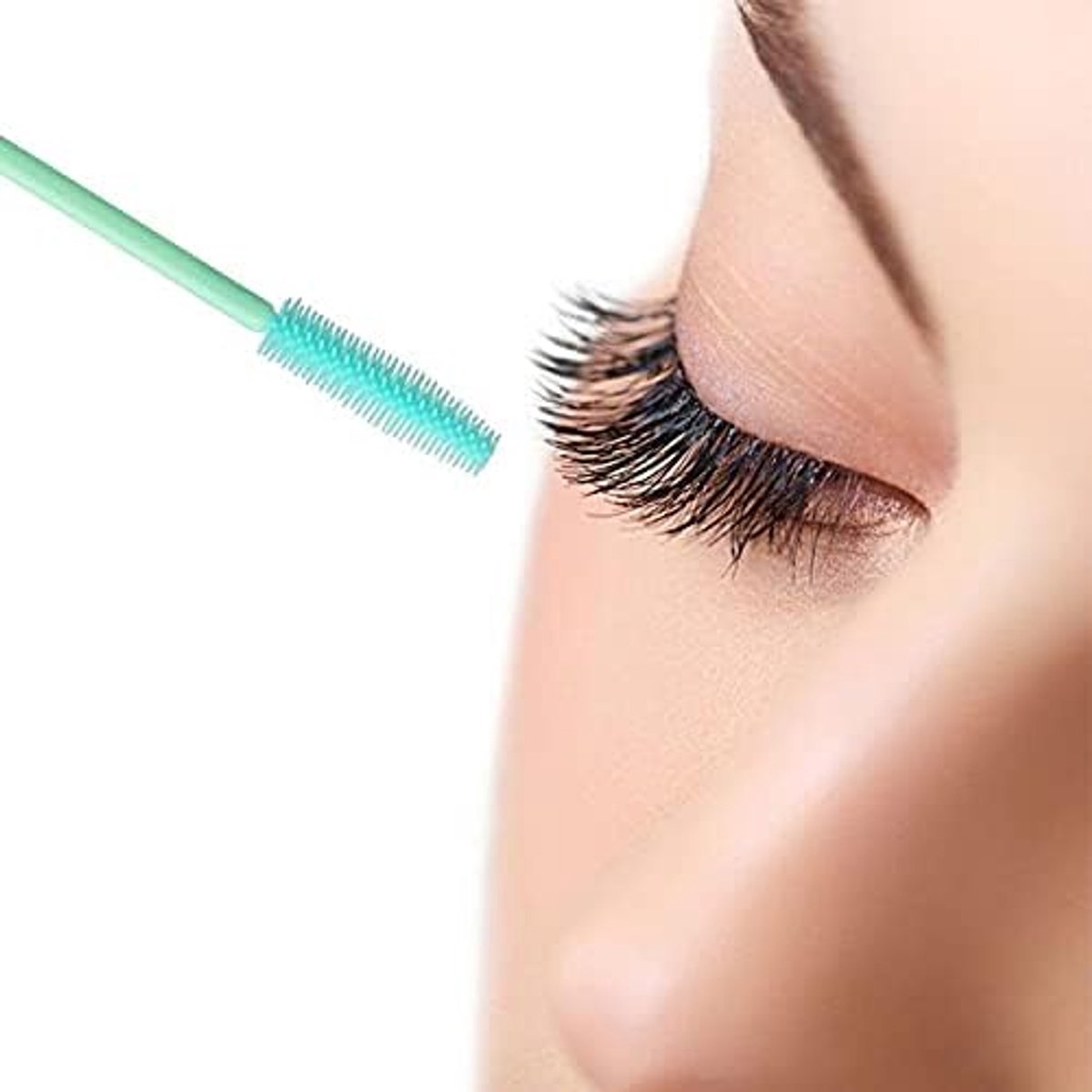 SnelShoppen - 100 stuks Silicone Wimpers Borstel - Wegwerp Mascara Magische Stokjes - Mintgroen Oogmake-up Tools voor Perfecte Wimpers