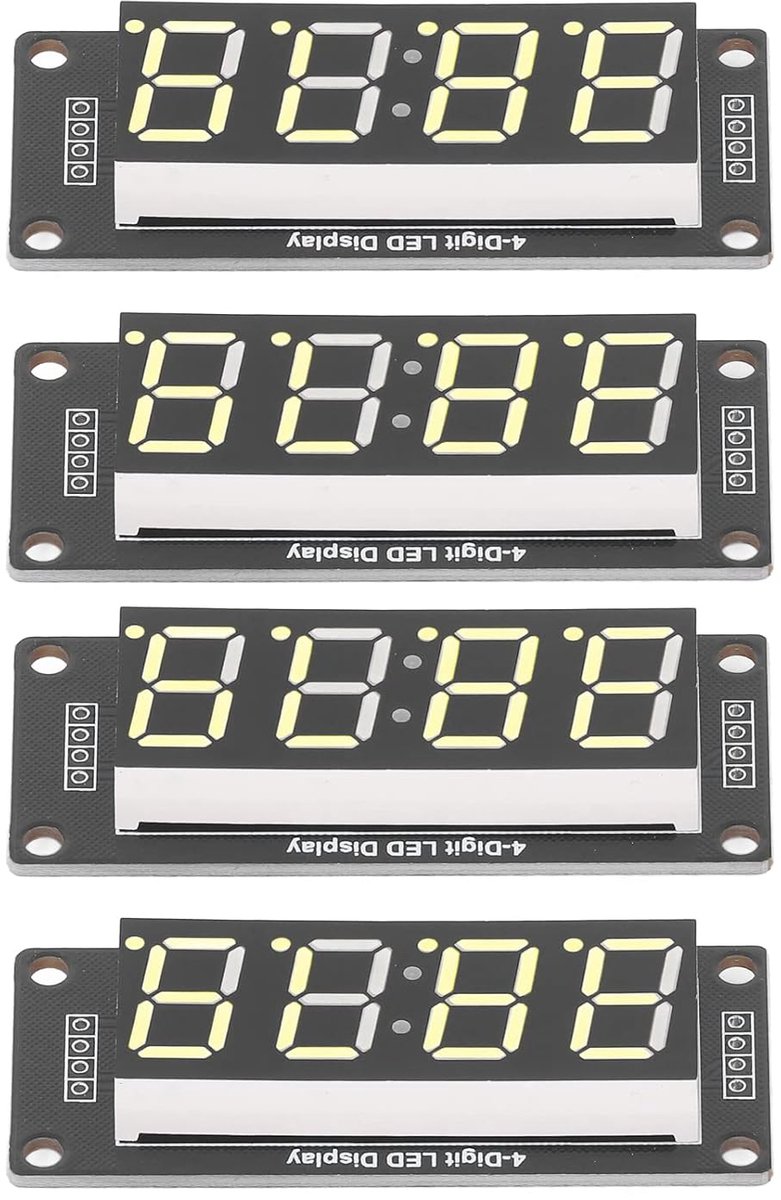 SnelShoppen - 4 Stuks 4-cijferige LED Display Module 7 Segmenten Klok PCB Board 5V Geel voor Digitale Weergave, Stabiel en Duurzaam
