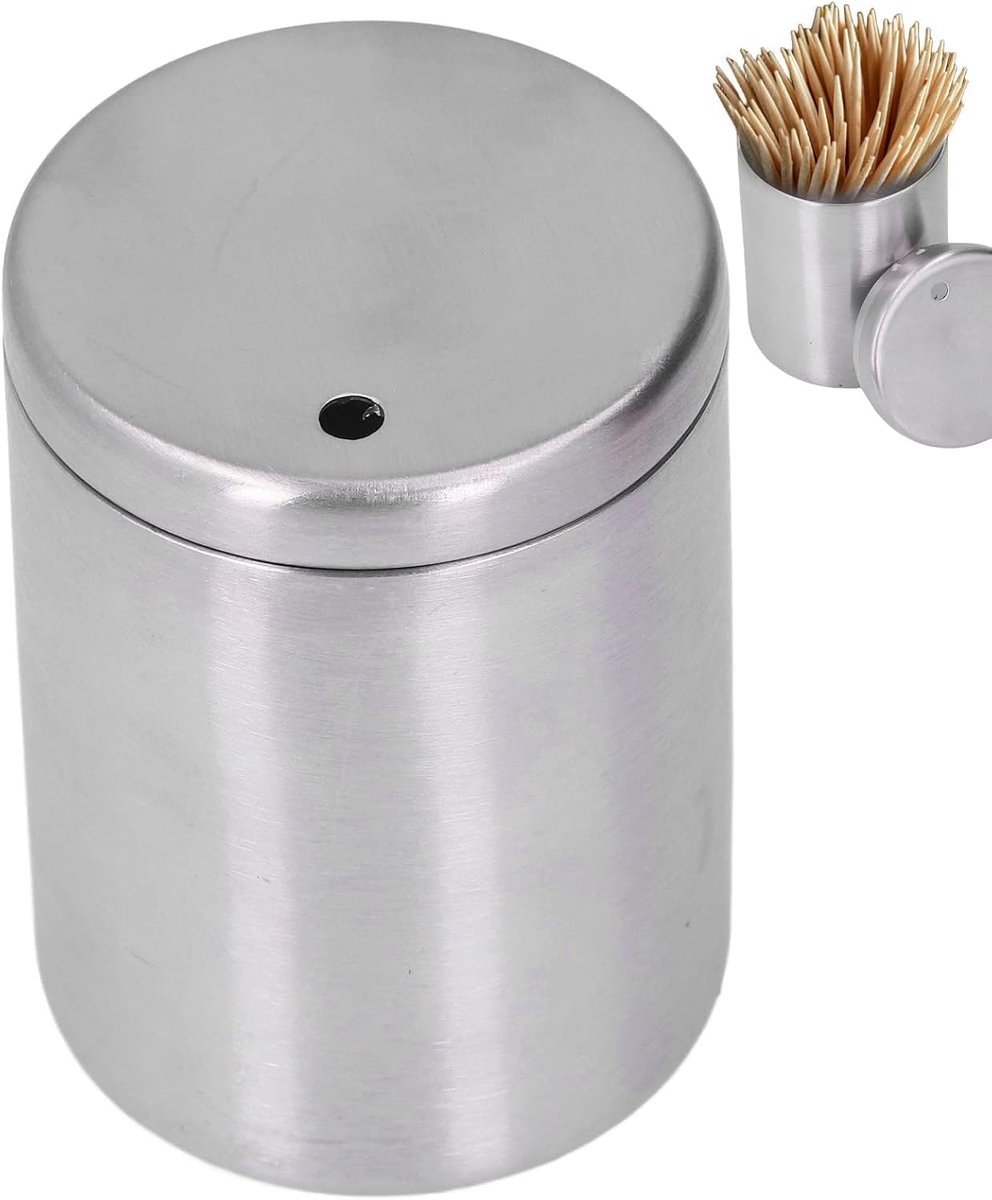 SnelShoppen - RVS Tandenstokerhouder Dispenser, Tandenstokers Container, Sterke Tandenstokerdoos, Organiser voor Tandenstokers, Zilver, Keuken, Feest,