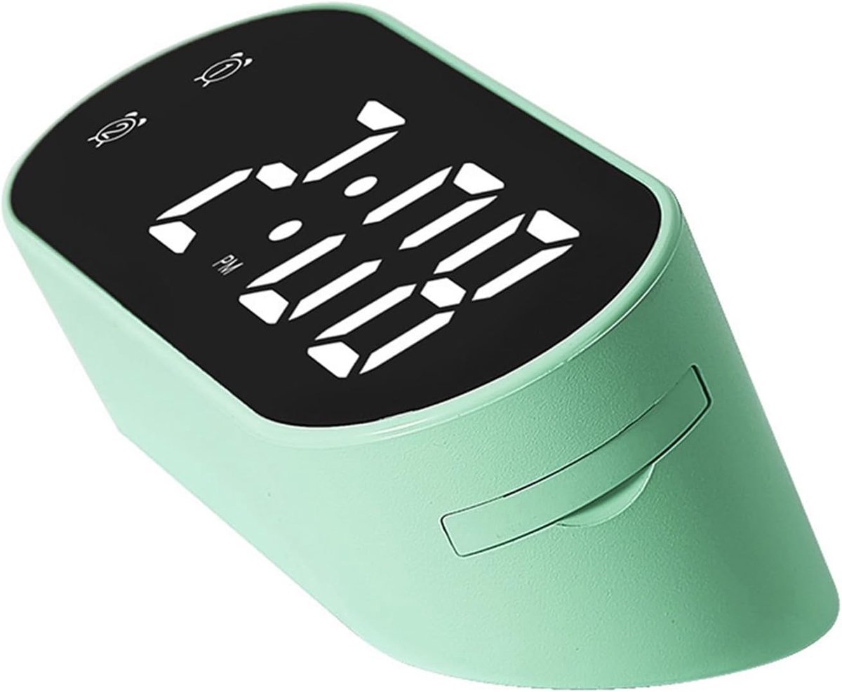 Bobypet - Digitale Mini Wekker met Temperatuur en Datum - Groene LED Tafelklok met Dubbel Alarm, Snooze & 99 Min Timer - Compacte Slaapkamer & Bureau Wekker - Groen