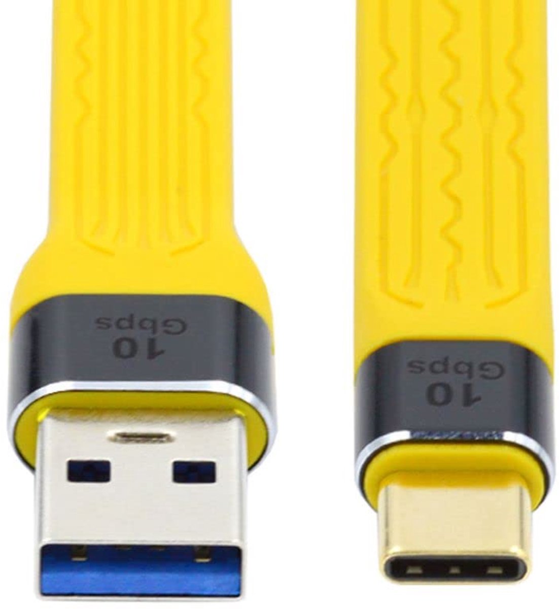 SnelShoppen - USB naar USB C Kabel, USB 3.0 naar USB C Host 10GBPS Plat Slim FPC Gegevenskabel voor Laptop en Telefoon Geel 13 cm
