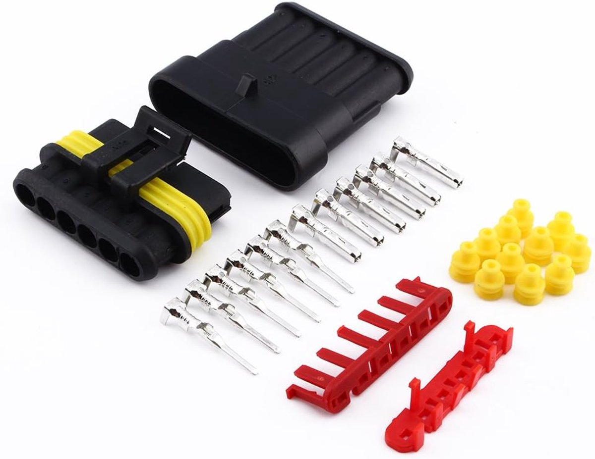 SnelShoppen - Waterdichte Elektrische Draadverbinder Plug 6-Weg Pin voor Auto, Truck, Motor, Scooter, Quad, Caravan, Boot, Marine
