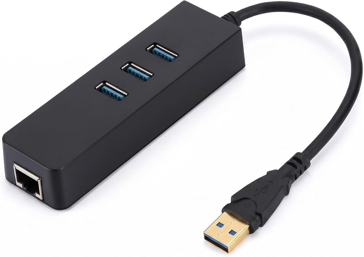 SnelShoppen - USB 3.0 naar Gigabit Ethernet Adapter - 10/100/1000Mbps USB 3.0 naar Netwerk RJ45 LAN Converter met 3-poorts USB 3.0 HUB - Ideaal voor T