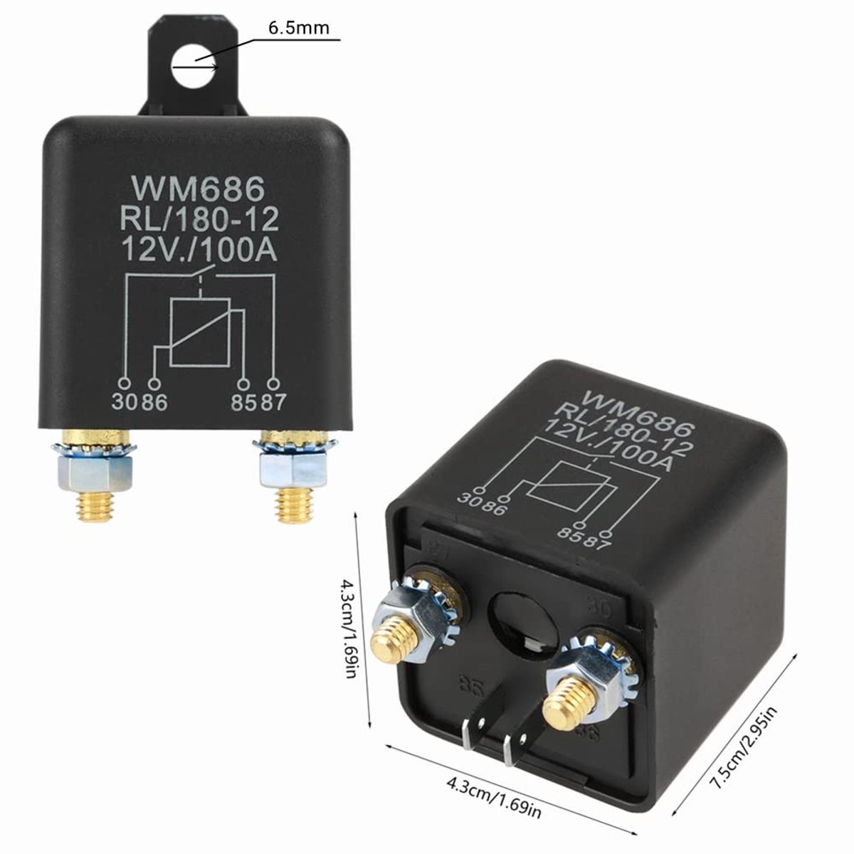 SnelShoppen - DC 12V 100A Auto-Start Relay - 4 Pool Hoogwaardige Voertuig Starter Relay voor Accu Aan/Uit Controle - Duurzaam en Betrouwbaar