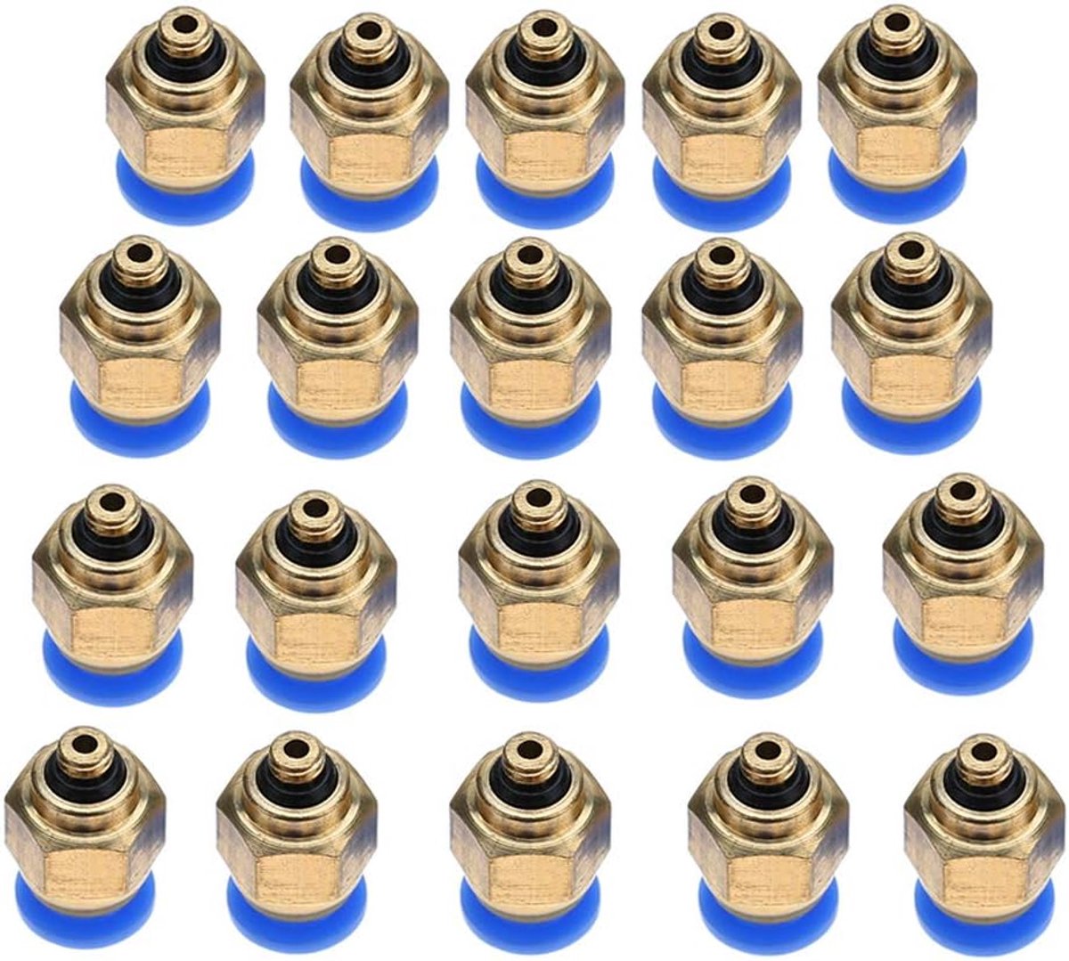 SnelShoppen - Raccords Pneumatiques M5 Raccord de Tuyau d'Air Filetage Rapide Mâle Droit 20 Stuks - Hoogwaardige Metalen Verbinding voor Perslucht en