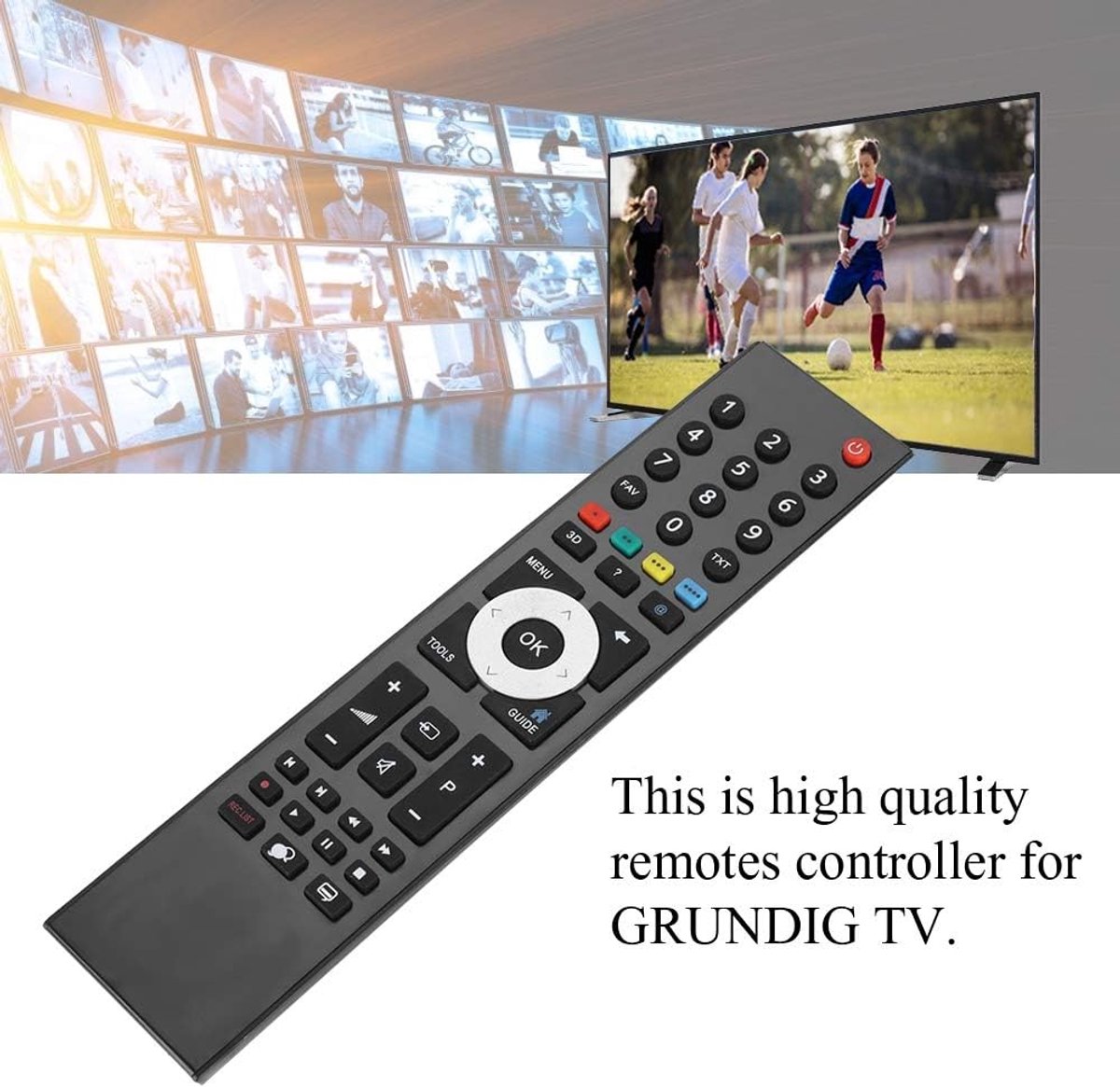 SnelShoppen - Universele Vervangende Afstandsbediening voor Smart TV, Hoogwaardige TV Afstandsbediening, Draagbare Vervanger voor Grundig TV, Duurzaam