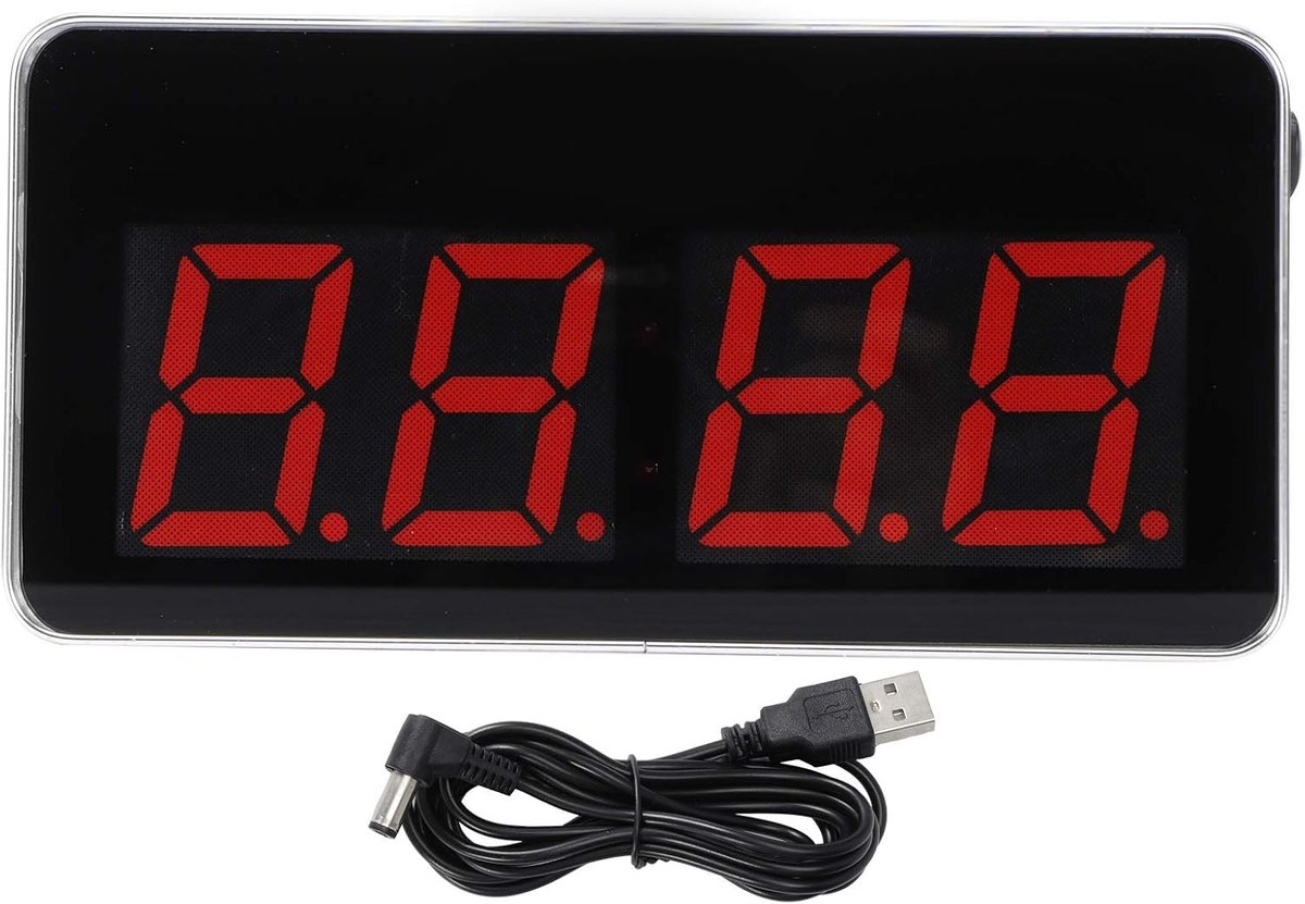 SnelShoppen - Digitale Klok Rood Zwart LED Tijdweergave Moderne USB Voeding Luminous Digitale Timer Stijl Klok voor Thuis Kantoor School Werk Feest Ke