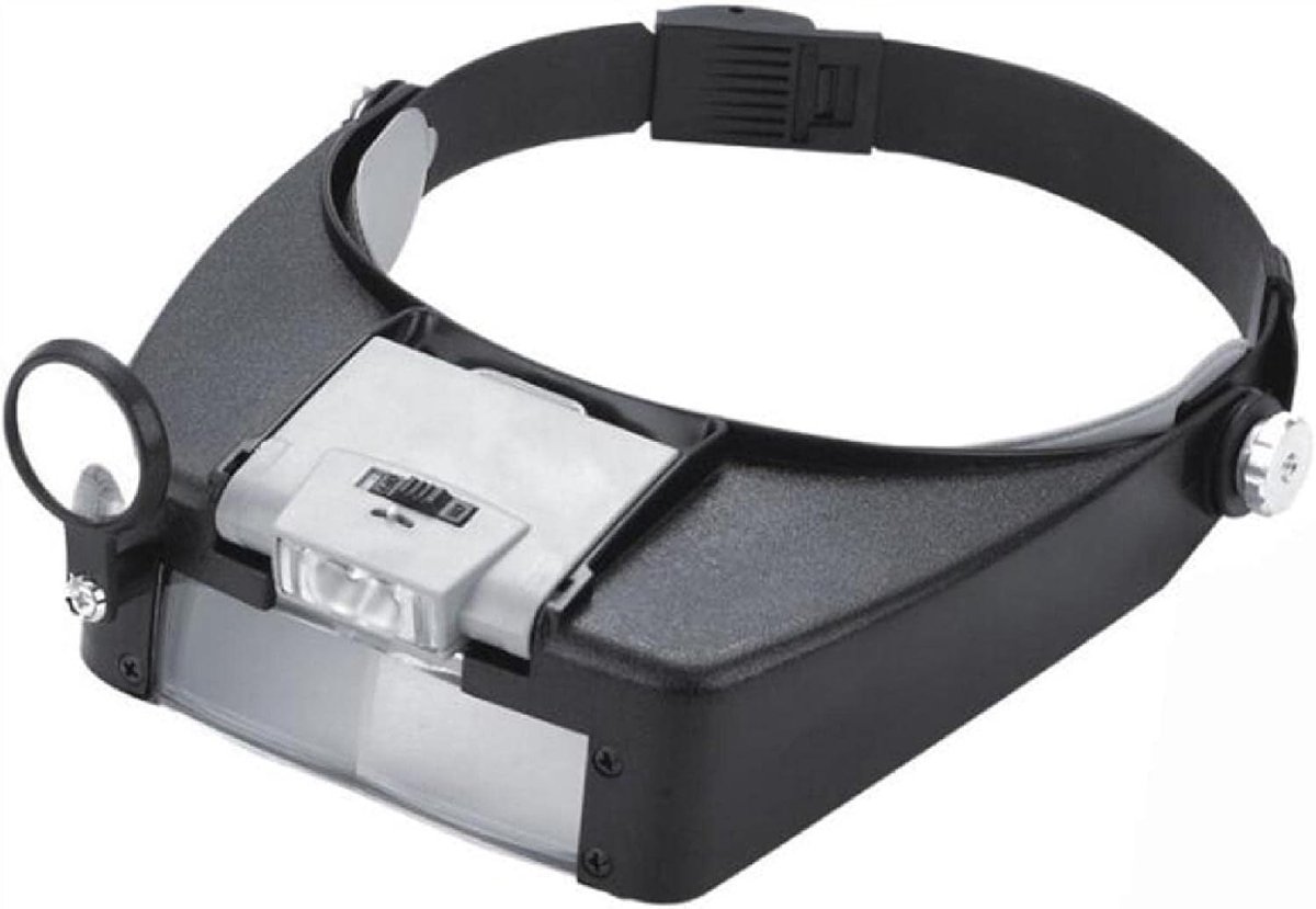 SnelShoppen - Hoofdlamp Vergrootglas met LED Licht - 1.5x tot 10x Vergrotende Bril voor Lezen, Sieraden Werk, Horloge Reparatie - Grijs