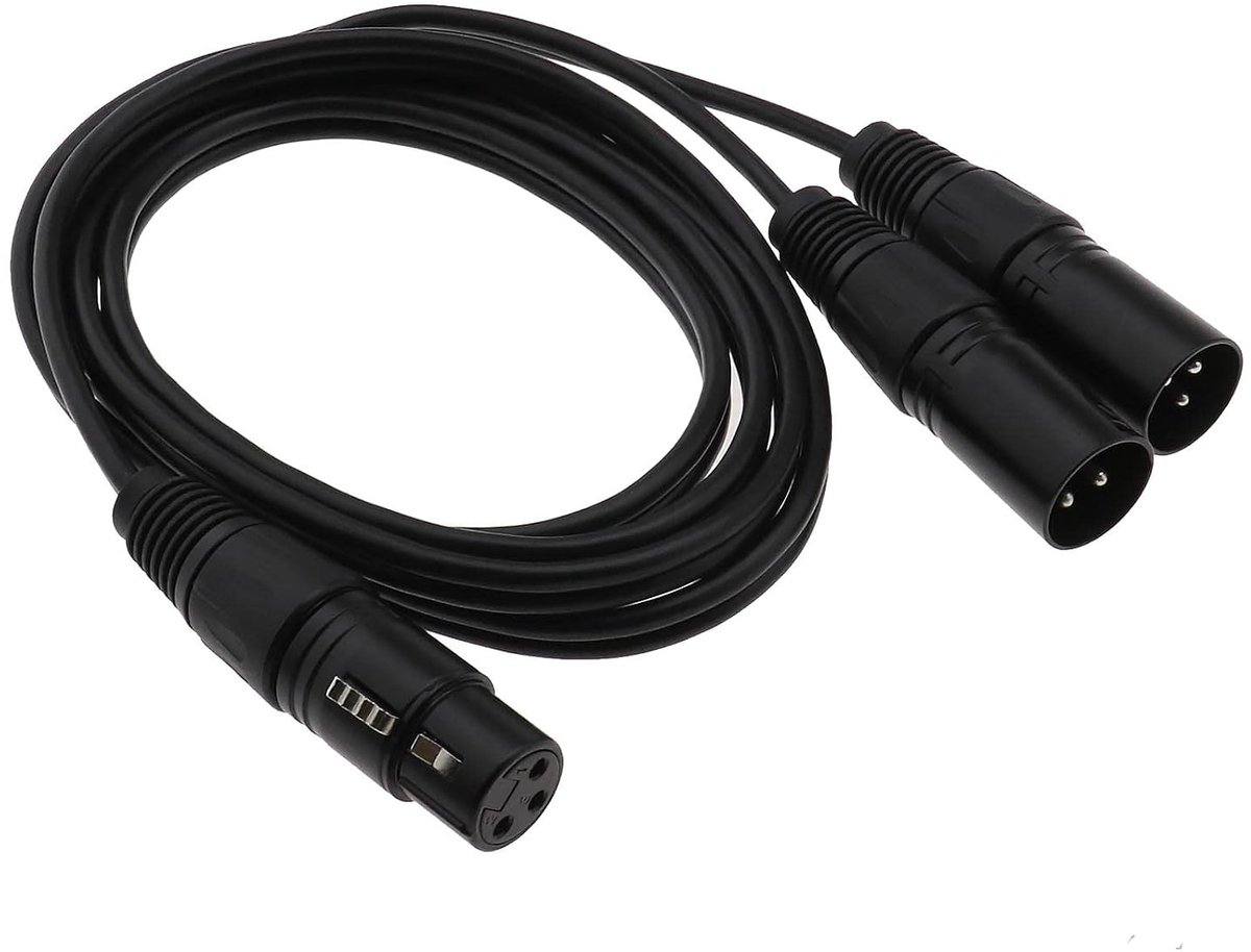 SnelShoppen - XLR Y Splitter Kabel 3 Pin Female naar Dubbele XLR Male, Gebalanceerde Audio Splitter Kabel 1.5m voor Mixer, Microfoon en Studio Gebruik