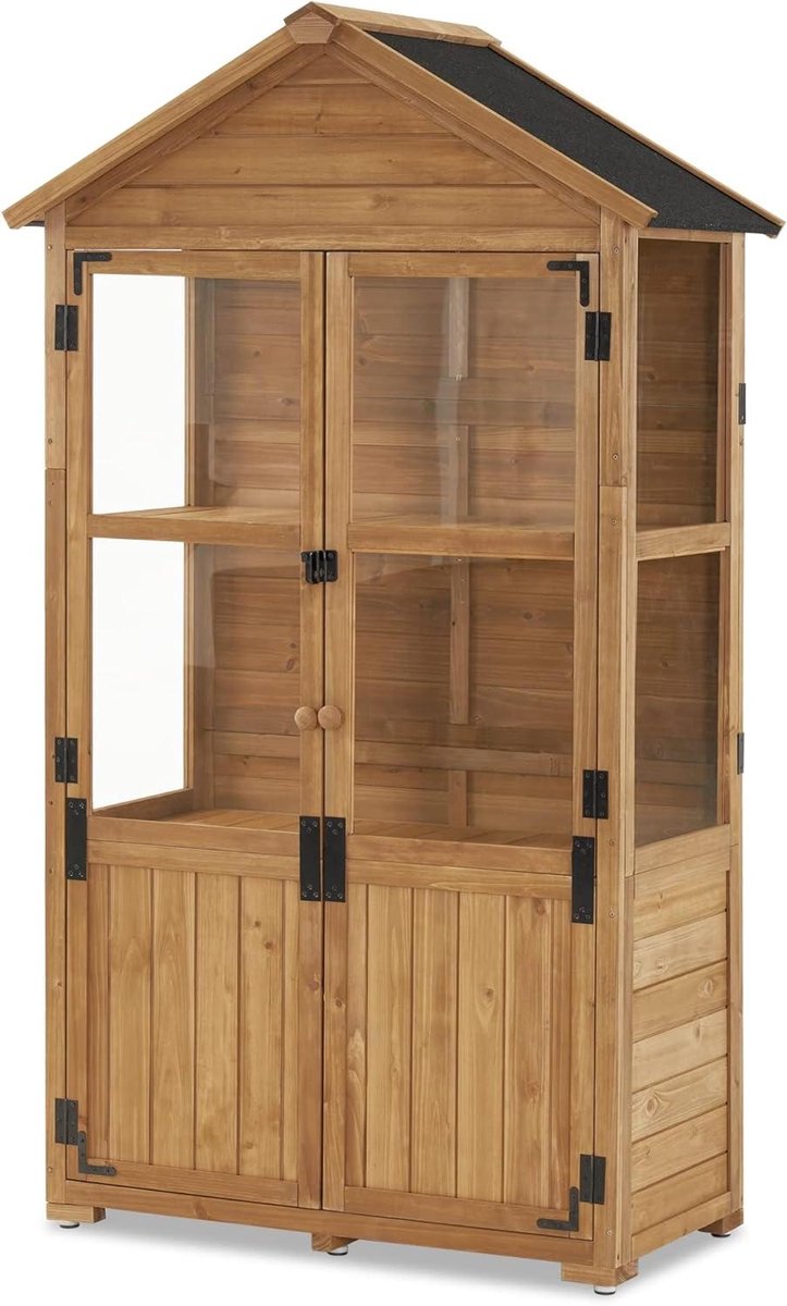 Tuinkast Hout - Opbergkast Buiten - Tuinieren Organiseren - Verstelbare Planken - 100 x 53 x 178 cm - Natuurlijk