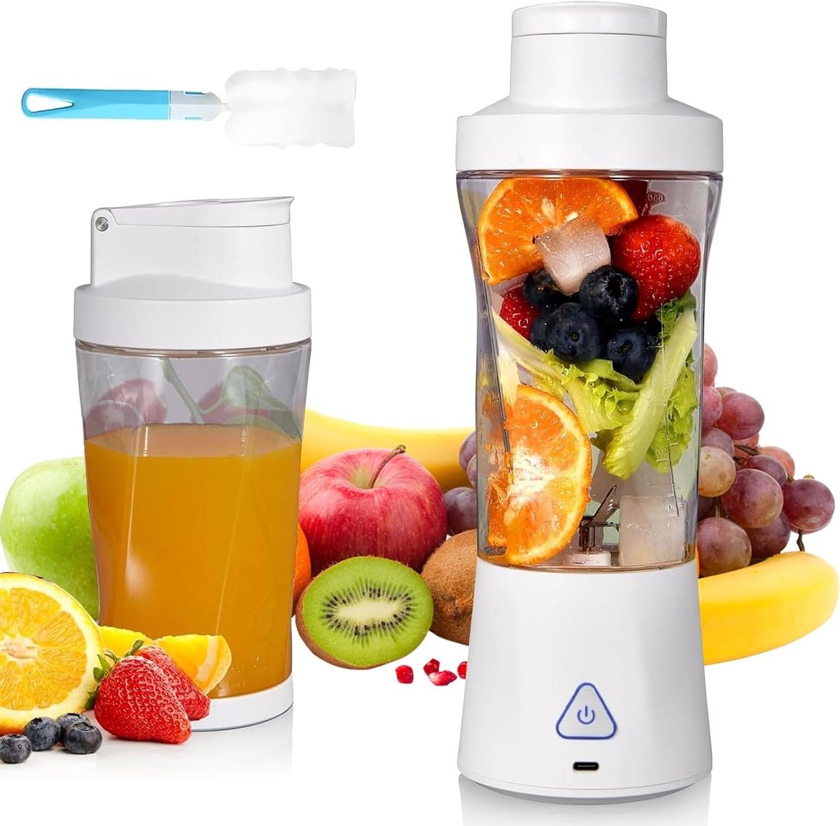 Draagbare Blender - Mini Mixer - Gezonde Drankjes Maken - Zes Roestvrij Staal Messen - 700 ml Capaciteit - Wit