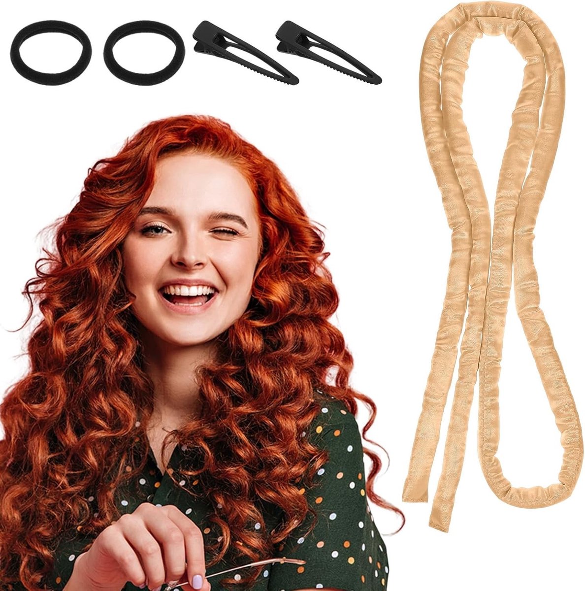 Verwarmingsvrije Krullen Slaapband voor Natuurlijke Zachte Golfjes, Ideaal voor Korte en Lange Haarstijlen, Perfect voor een Zorgeloze Nacht met Dunne Krullers