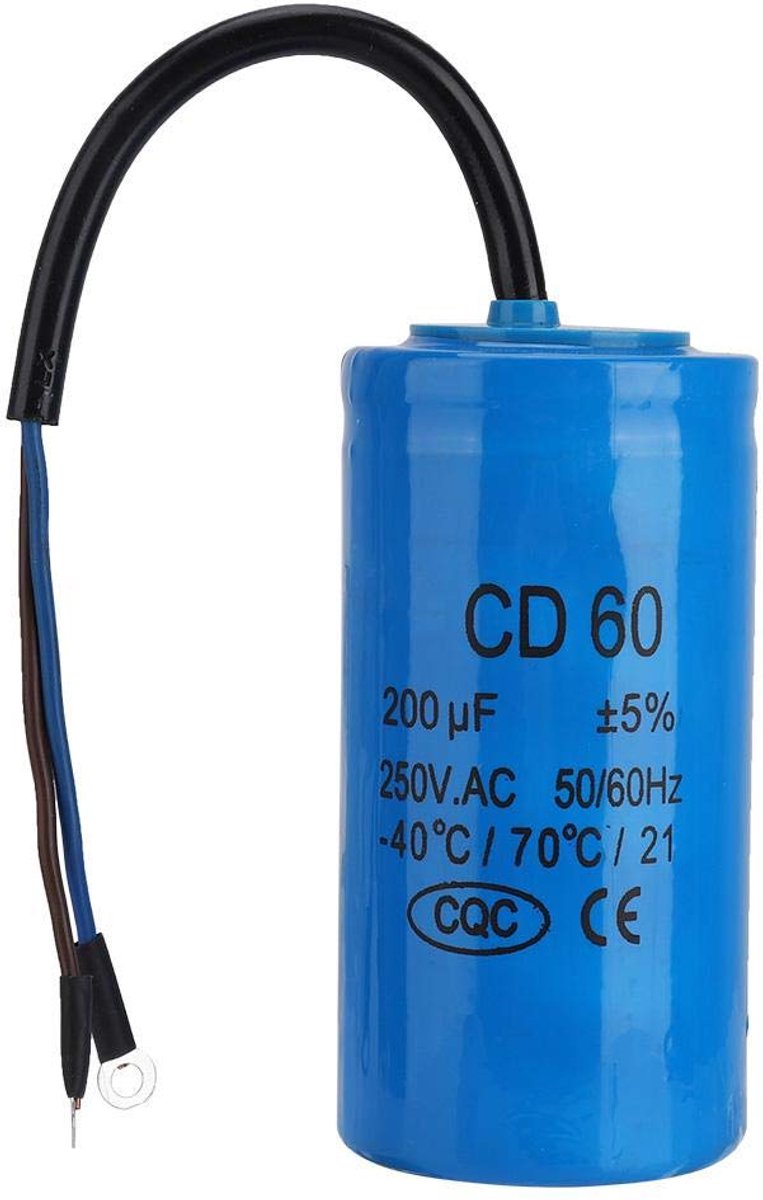 SnelShoppen - Engine Running Capacitor CD60 250V AC 200uF 50/60Hz Microfarad Capacitor met Draad voor Motor en Luchtcompressor