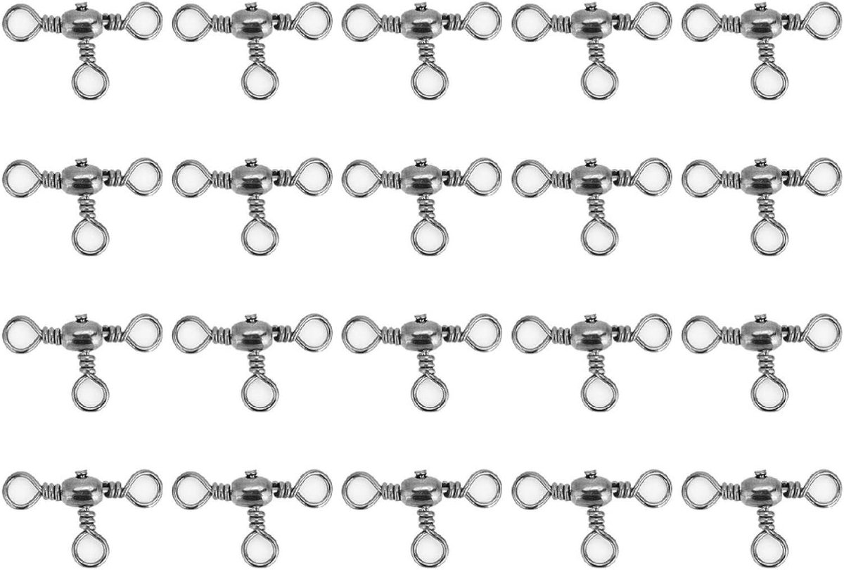 SnelShoppen - T-Vormige Messing Drievoudige Draaihaak Slijtvaste Flexibele Drie-Weg Rollende Swivels voor Zeevisserij (3#)