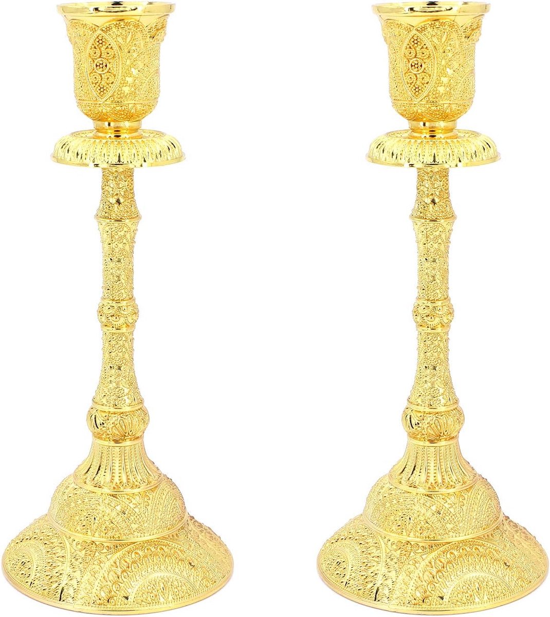 Candlesticks, Silver/Gold Plated Candlestick Holders Set of 2 for Living Room Ornaments Table Centrepieces Home - ShopVlot