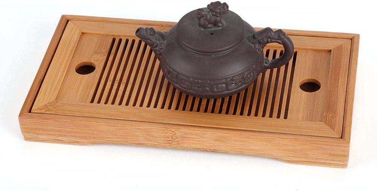SnelShoppen - Chinese Theebladeren, Stijlvolle Bambussen Gongfu Teatafel Mini Vierkante Theebord met Wateropslagfunctie voor Thuis Kantoor Theehuis