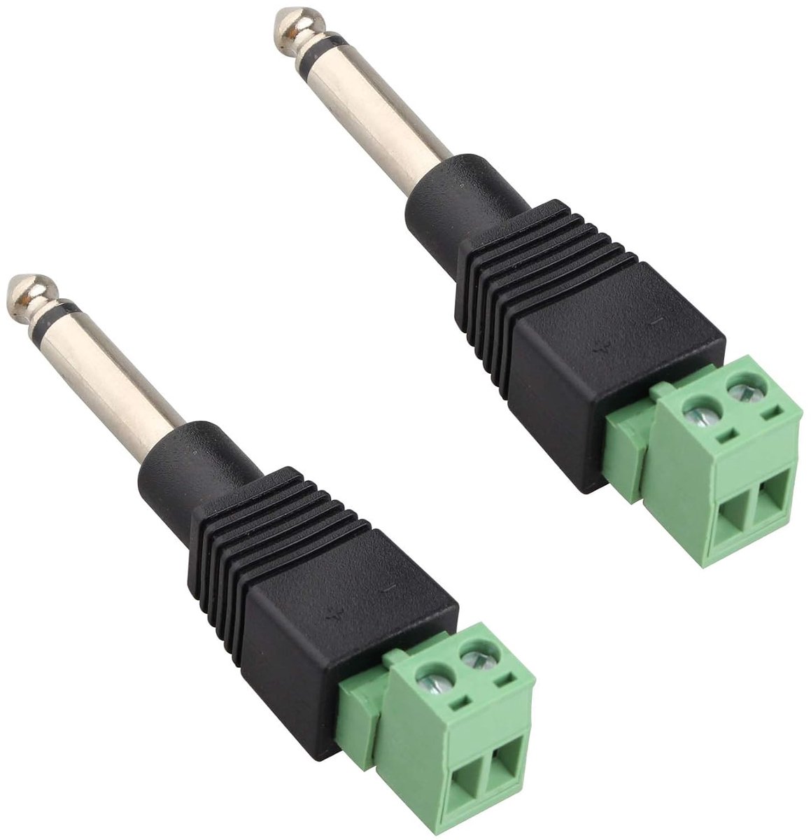 SnelShoppen - 2 Stuks 6.35mm Audio Mono Male naar 90 Graden 2 Schroef Terminal Vrouwelijke 2 Pool Balun Converter Connector Adapter Blok Terminal met