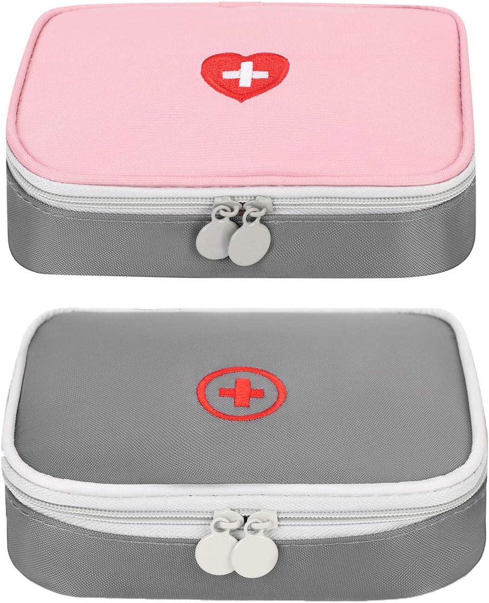 First Aid Bag, Pack of 2, Emergency Bag, Small Medicine Bag, Nylon, Toiletry Bag, Storage Bag, Cosmetic Bag with Zip - ShopVlot