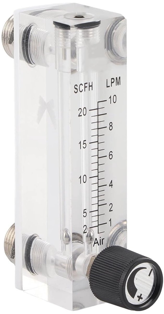 SnelShoppen - Plexiglas Gasdoorstroommeter LZM-6T - Instelbare Doorstroommeter 1-10 LPM - Voor Waterbehandeling, Chemie, Milieu, Voedingsindustrie