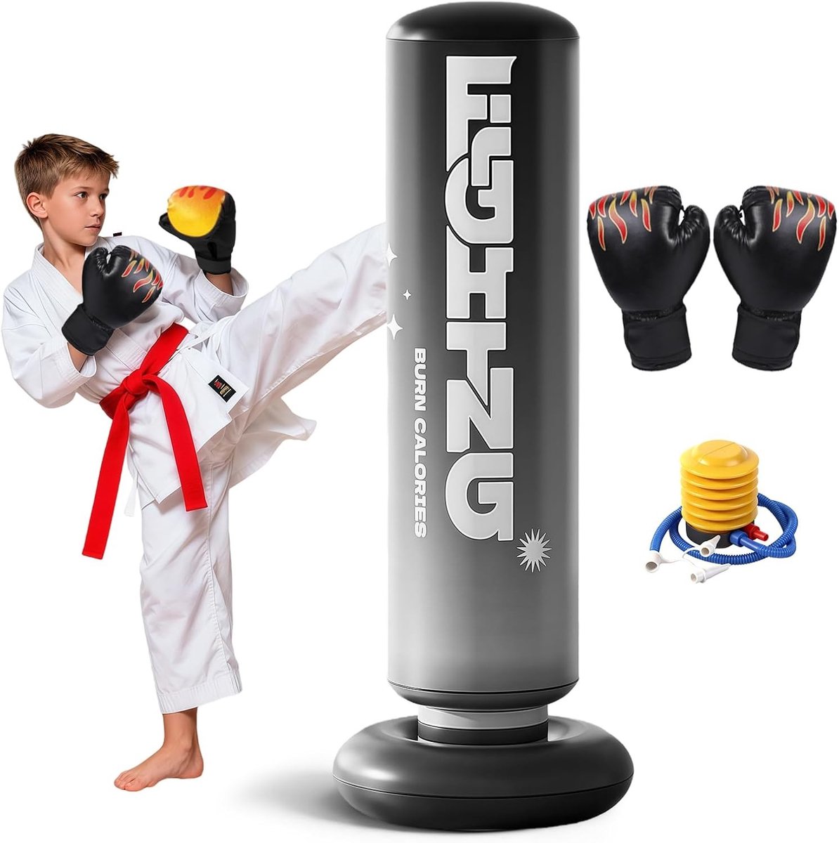 Opblaasbare Bokszak voor Kinderen 120 cm/160 cm - Stevige Bokszak voor Thuis, Gym en Taekwondo Training - Perfecte Cadeau voor Jongens en Meisjes