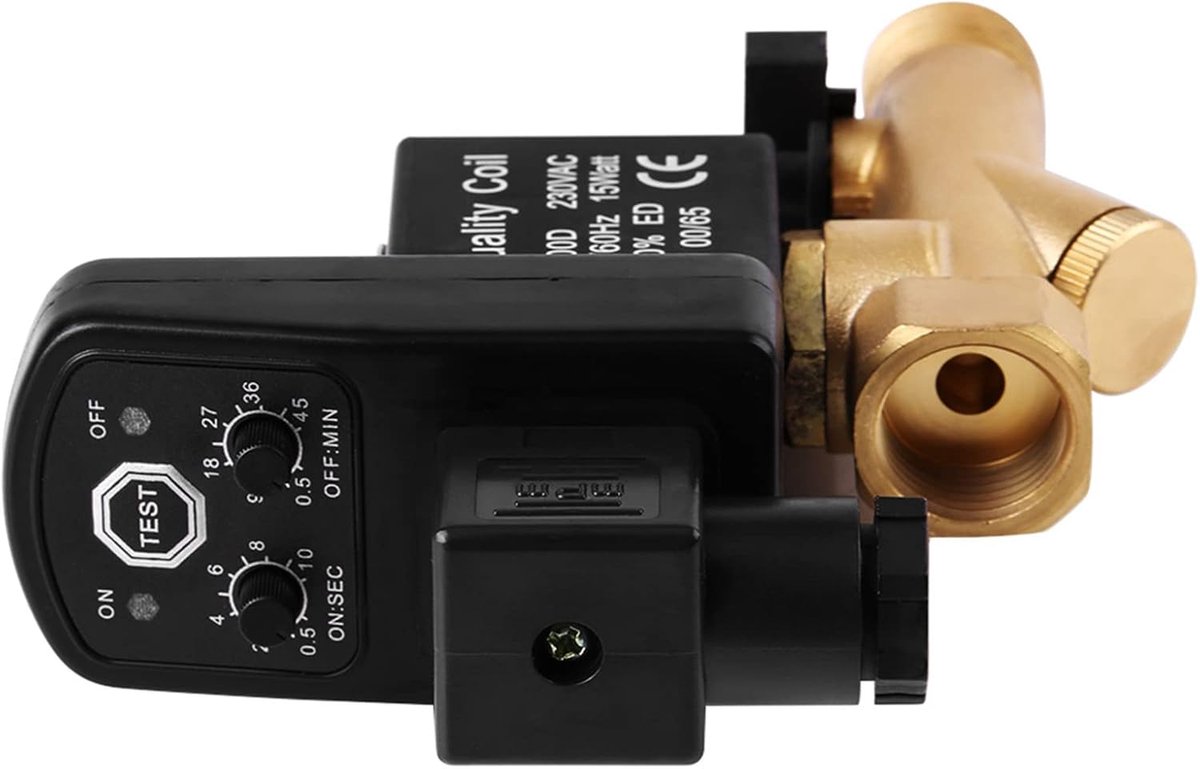 SnelShoppen - Automatische Elektronische Tijdgestuurde Afvoerventiel G1/2 DN15 - Messing Afvoer Ventiel voor Condensaatbeheersing Compressoren 230V