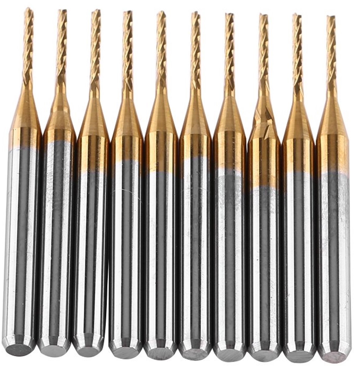 SnelShoppen - 10 Stuks 1mm Carbide Vierkante Frees Cutter Coated Graveren CNC Frees Cutter 1/8" Schacht voor Kunststof, RVS, Koper