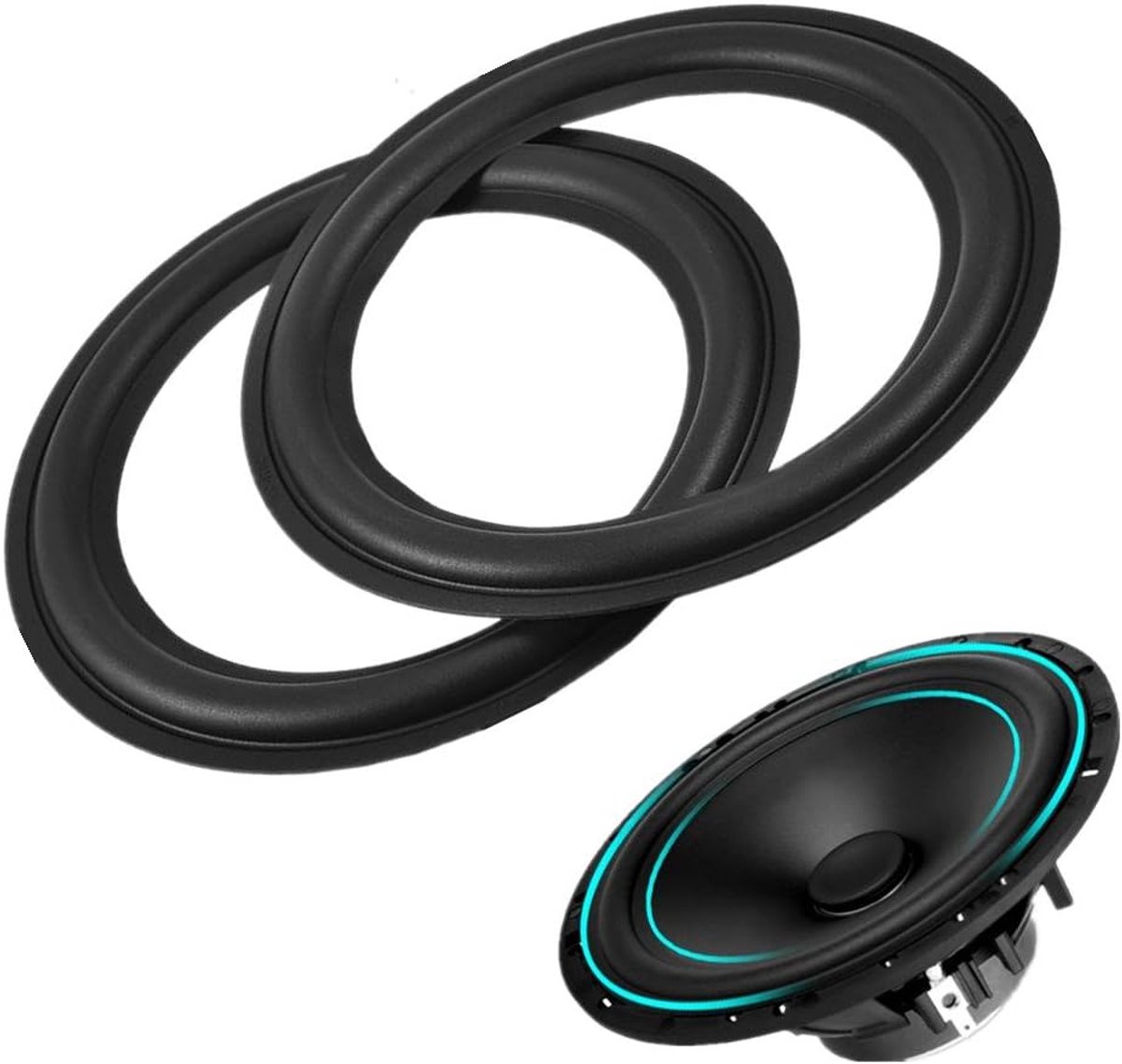 SnelShoppen - 2 Stuks Rubber Randen voor 8 Inch Luidspreker, Vervangonderdelen voor Woofer Rand, Hoge Kwaliteit, Duurzaam, Pliable, Geluidsverbetering