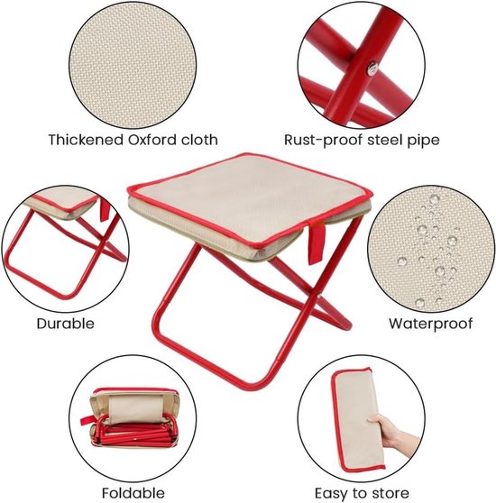 Foldable Stool - Mini Outdoor Camping Stoel - Portable Small Lightweight Hunting Stool met Carry Bag met Zipper - Vouwbare Relax Stoelen voor Fishing en Picnics (Black) — afbeelding 5