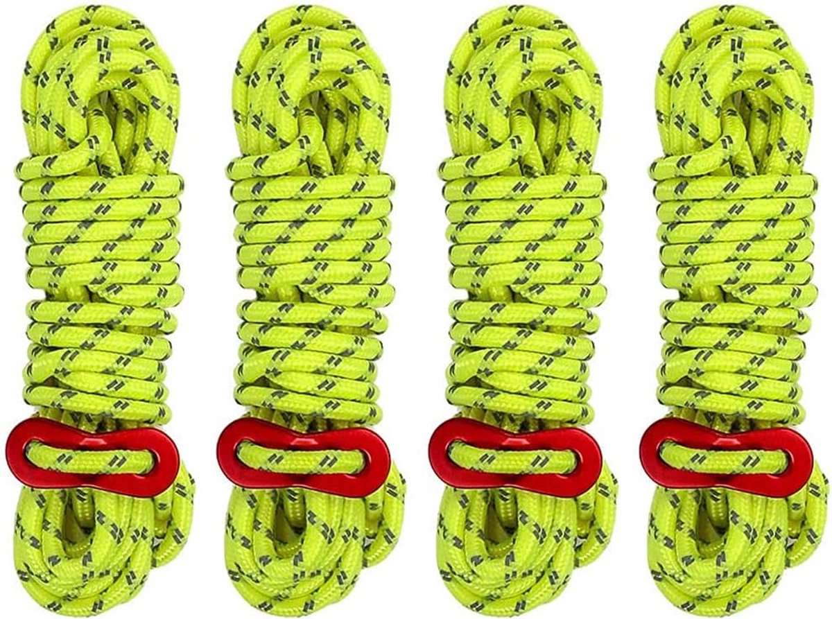 SnelShoppen - 4 Stuks 4 mm 13 ft Nylon Koord, Verstelbaar Tentkoord voor Aluminium Legering Plafond Koord Ultralicht Geschikt voor Kamperen Hiken Rugz