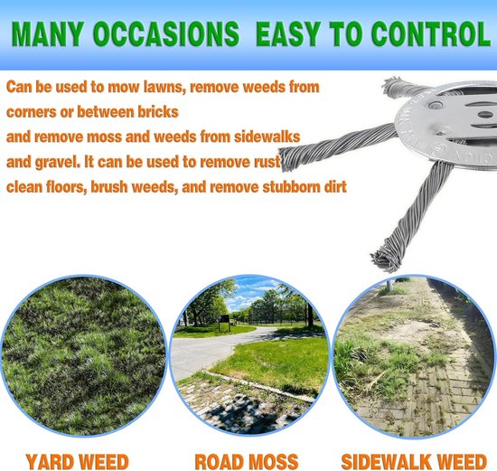 2-delige Grasmaaier Onkruidborstel Set voor Grasmaaiers, Borstelaccessoires voor Grasmaaiers en Tuinonderhoud — afbeelding 4