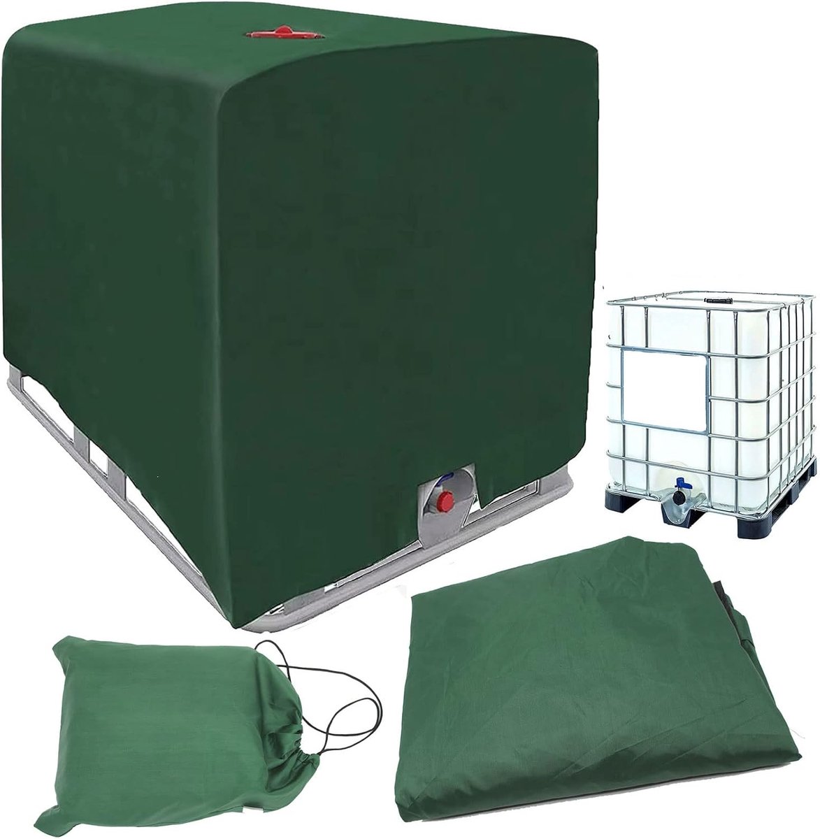 SnelShoppen - IBC Tank Cover 1000 Liter Waterdichte Opbergzak voor IBC Tank, 210D Oxford, 120 x 100 x 116 cm, Voorkomt Algen, Ideaal voor Tuin en Buit