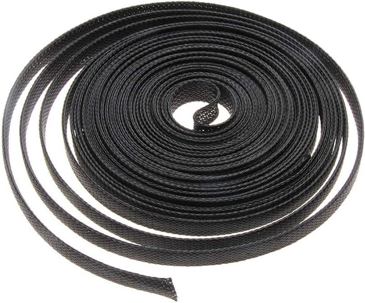 SnelShoppen - Expandable Vlecht Sleeving Draad Zwart Kabel Organizer 8mm Diameter 7.5 Meter Flexibel Geïsoleerde Bescherming