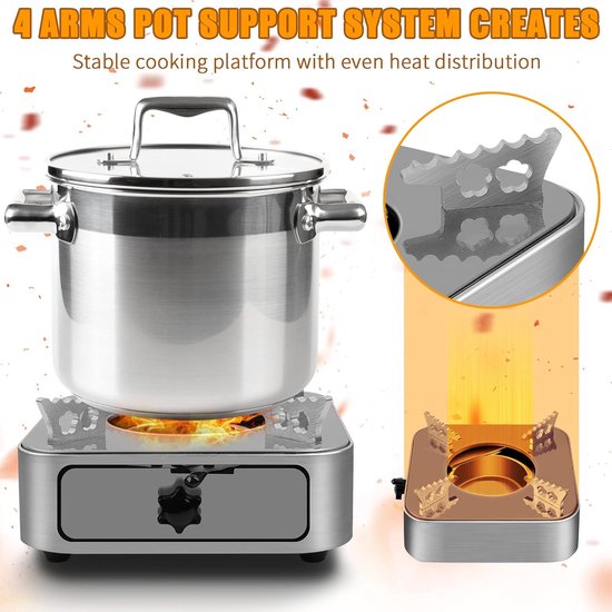 Draagbare Mini Spiritus Kooktoestel voor Binnen en Buiten - Ideaal voor Kamperen, BBQ en Picknicks met Alcohol Brandstof en Warmtefunctie van Merkloos — afbeelding 3