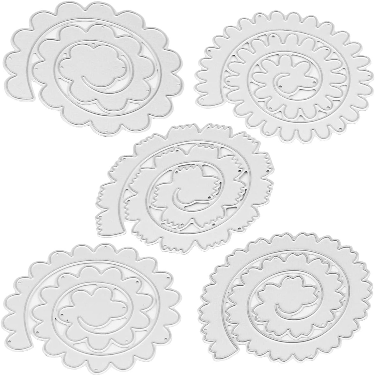 Metalen stansmessen - Bloemen - Dun - Spiraal - Bruiloft - Bladeren - DIY Scrapbooking - Decoratieve Embossing - Papier - Kaart Maken - Geschikt voor Bruiloft Thema - 5 stuks