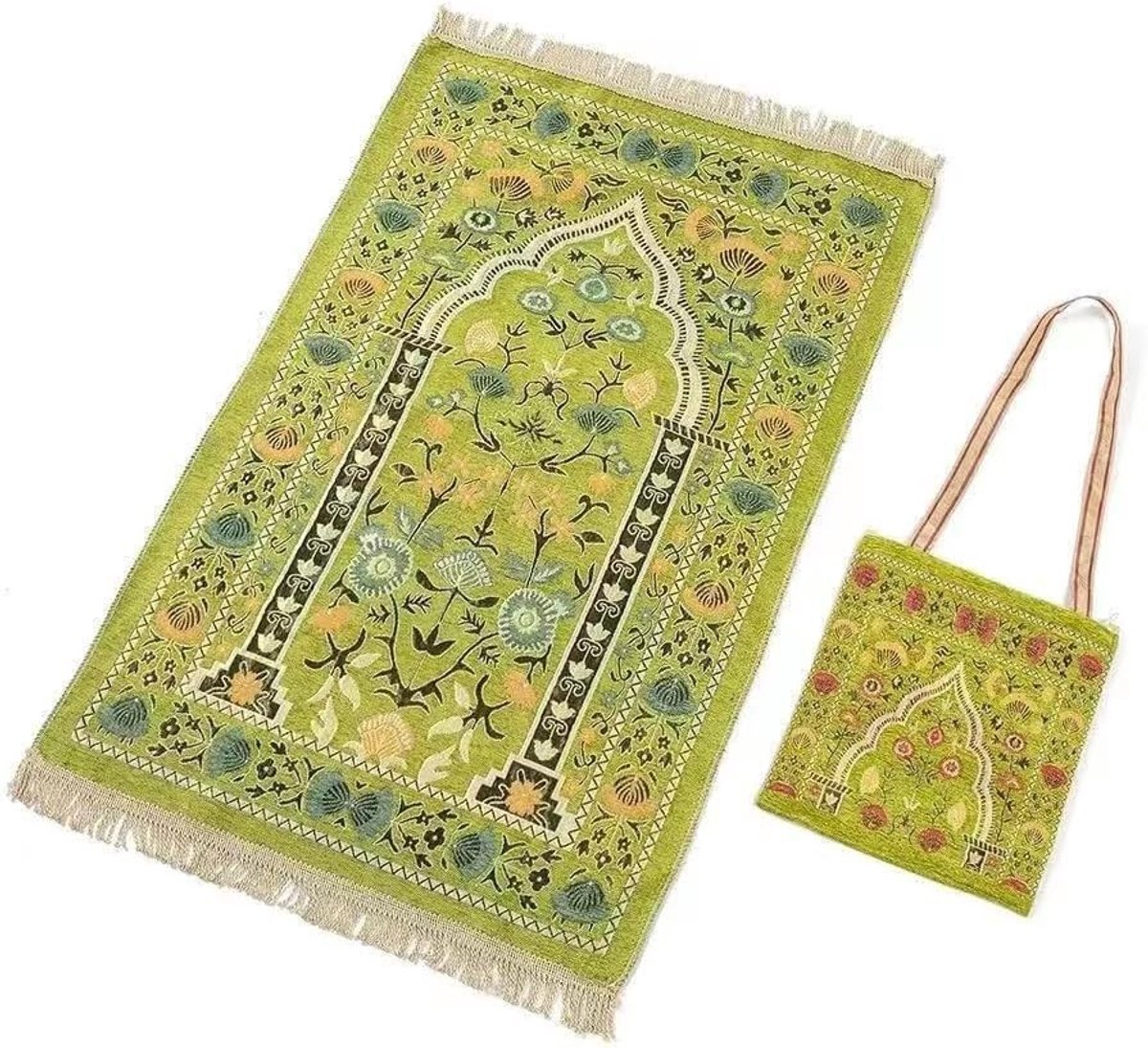 Elegante Gebedsmat voor Moslims - Zachte Gebedskleed voor Ramadan, Perfecte Cadeau voor Familie en Vrienden, Ideaal voor Spirituele Praktijken en Meditatie (Geel)
