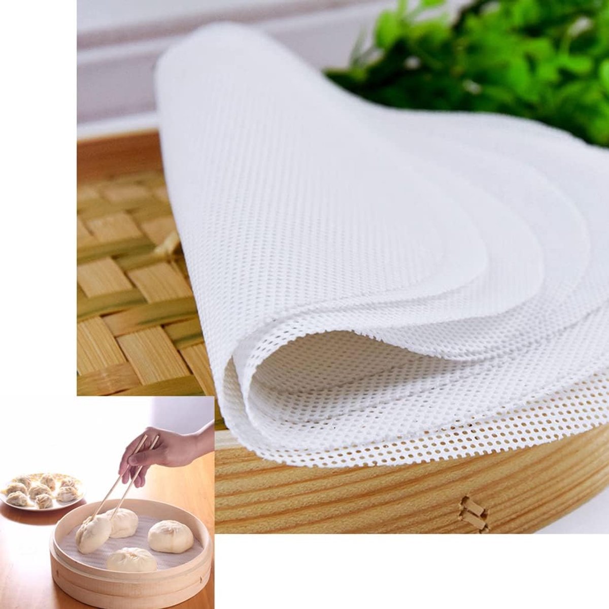 SnelShoppen - 5-delige Herbruikbare Antiaanbak Ronde Stoompad - Silicone Bakvorm voor Dim Sum - 30cm - Keukenaccessoires - Hoogwaardige Kwaliteit