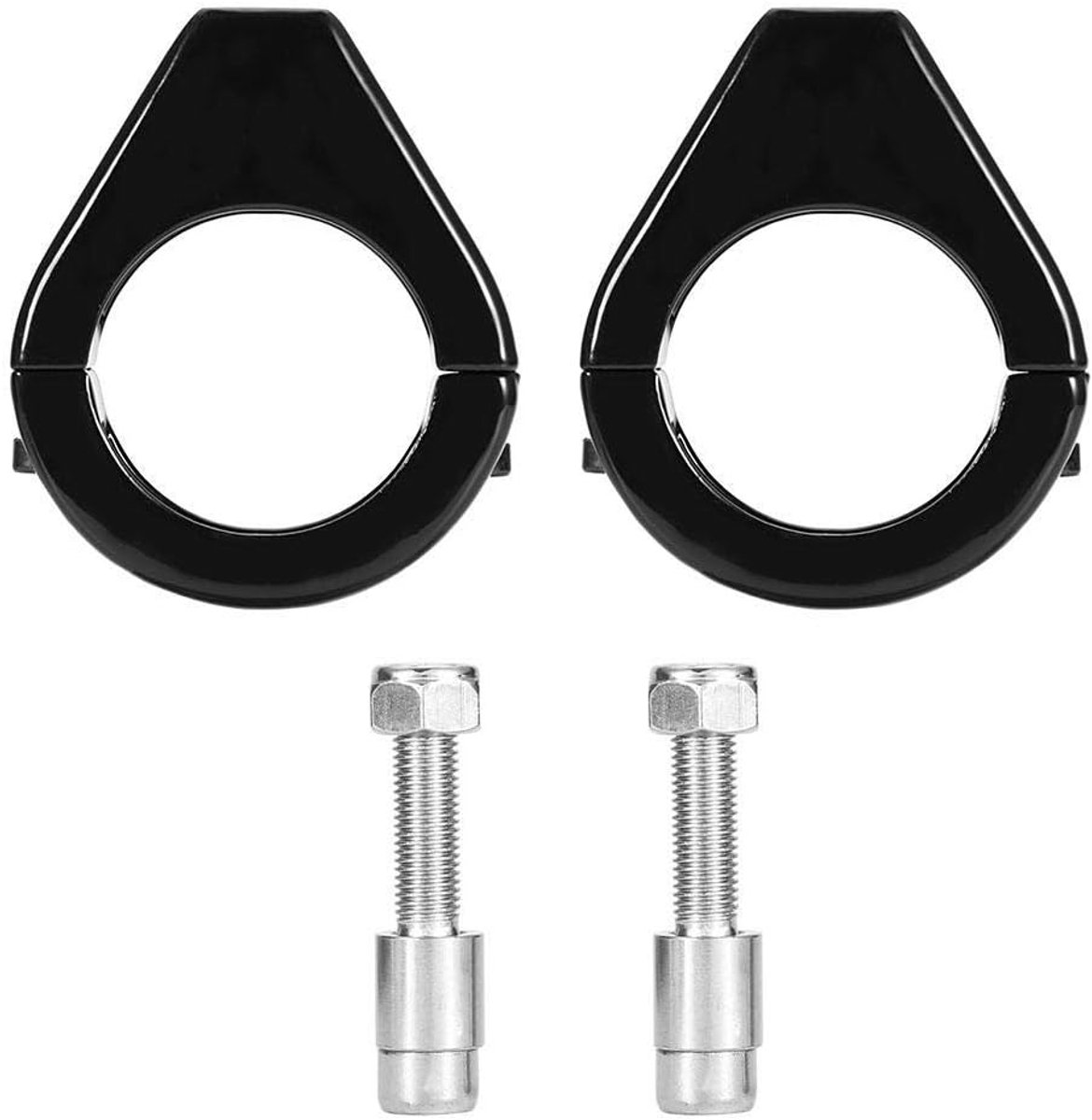 SnelShoppen - Turn Signal Holder Motorfiets Aluminium Legering Flitslicht Bevestigingsbeugel 41mm Voorvork Klem (Zwart)