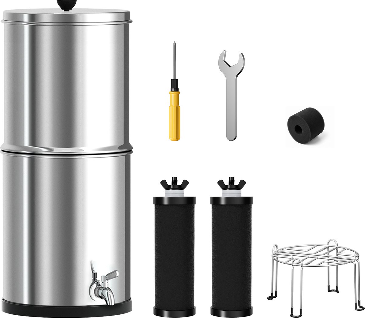 Purewell 8,5L zwaartekracht waterfiltersysteem-thuis&kamperen dubbel gebruik waterstation-3-voudig geüpgraded filtratiesysteem-verwijdert 99,99% onzuiverheden-veilig drinkwateroplossing