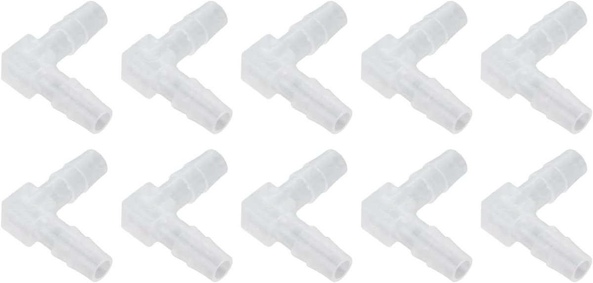 SnelShoppen - 10 Stuks L-vormige Slangconnector 90 Graden Gelijksluitend Barbed Slangadapter voor Aquariums - 6mm PE Materiaal