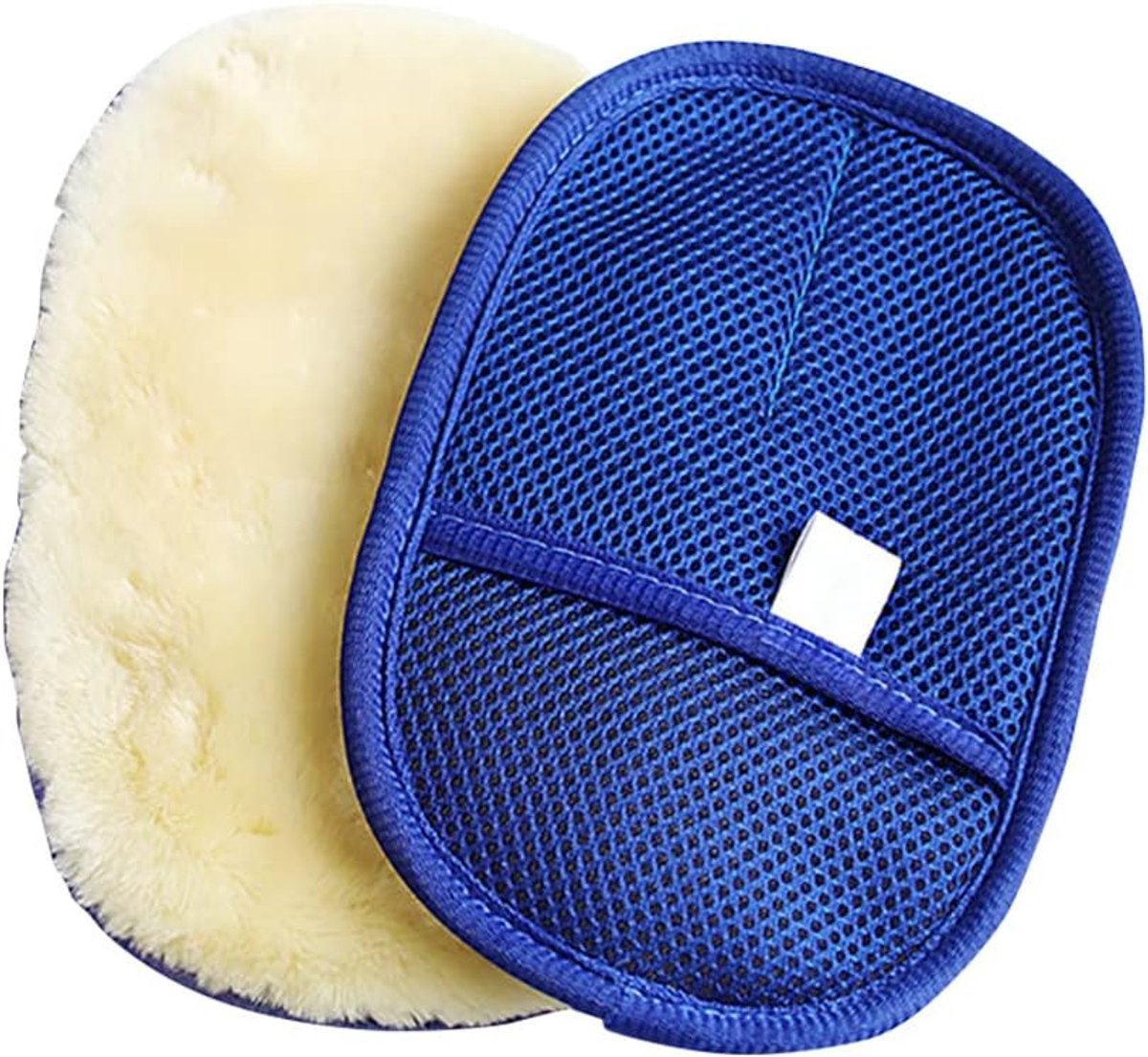 SnelShoppen - Imitatie Wol Wasmitten voor Auto, Ultra Zachte Lambswol Was Pad - Blauw, Perfect voor Auto Reiniging en Glans, Ideaal voor Auto's, Fiets