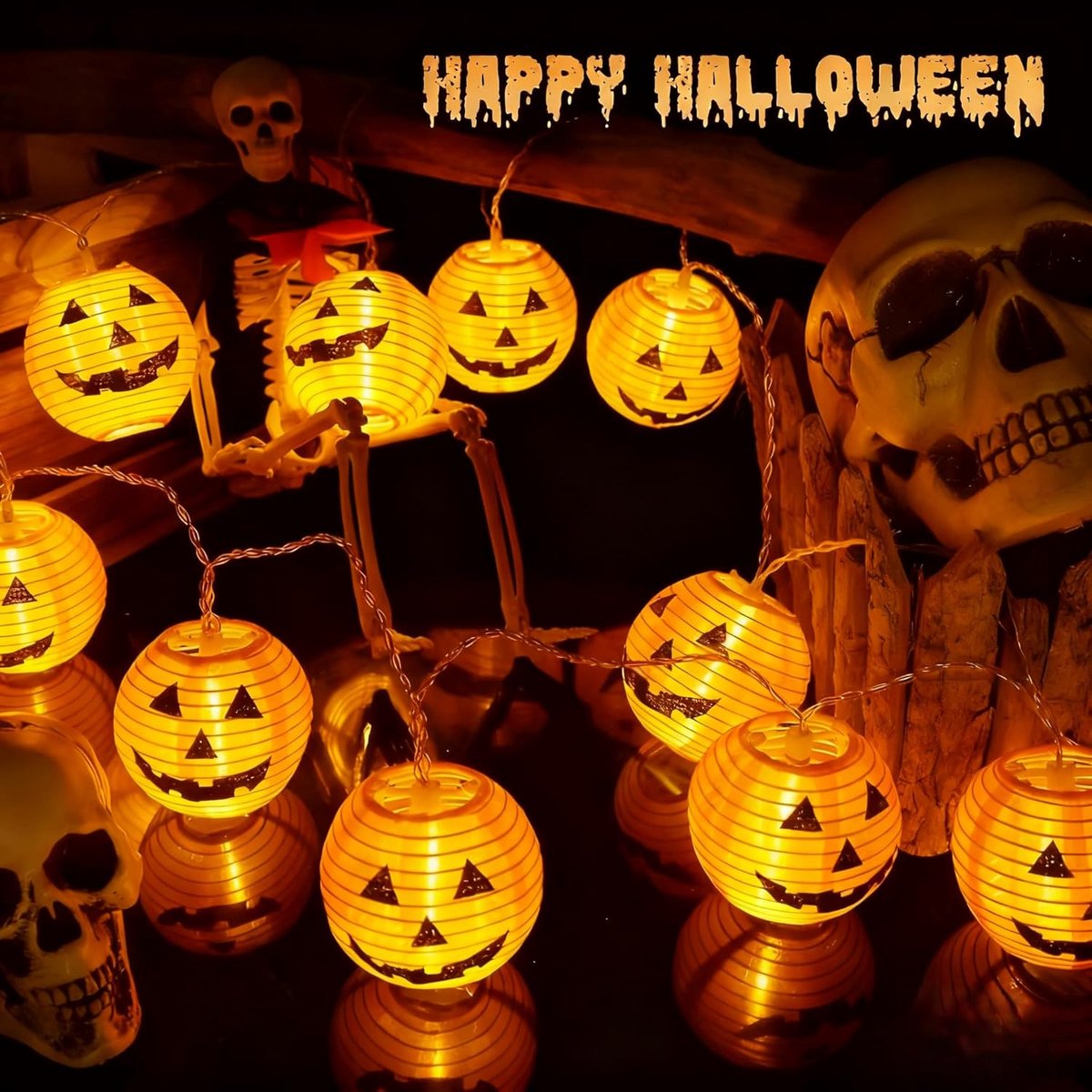 SnelShoppen - Halloween Pompoen Fairy Lights 3 m met 20 LED Lampjes, Decoratieve Lantaarns voor Feest, Tuin, Kinderen, Halloween Decoratie