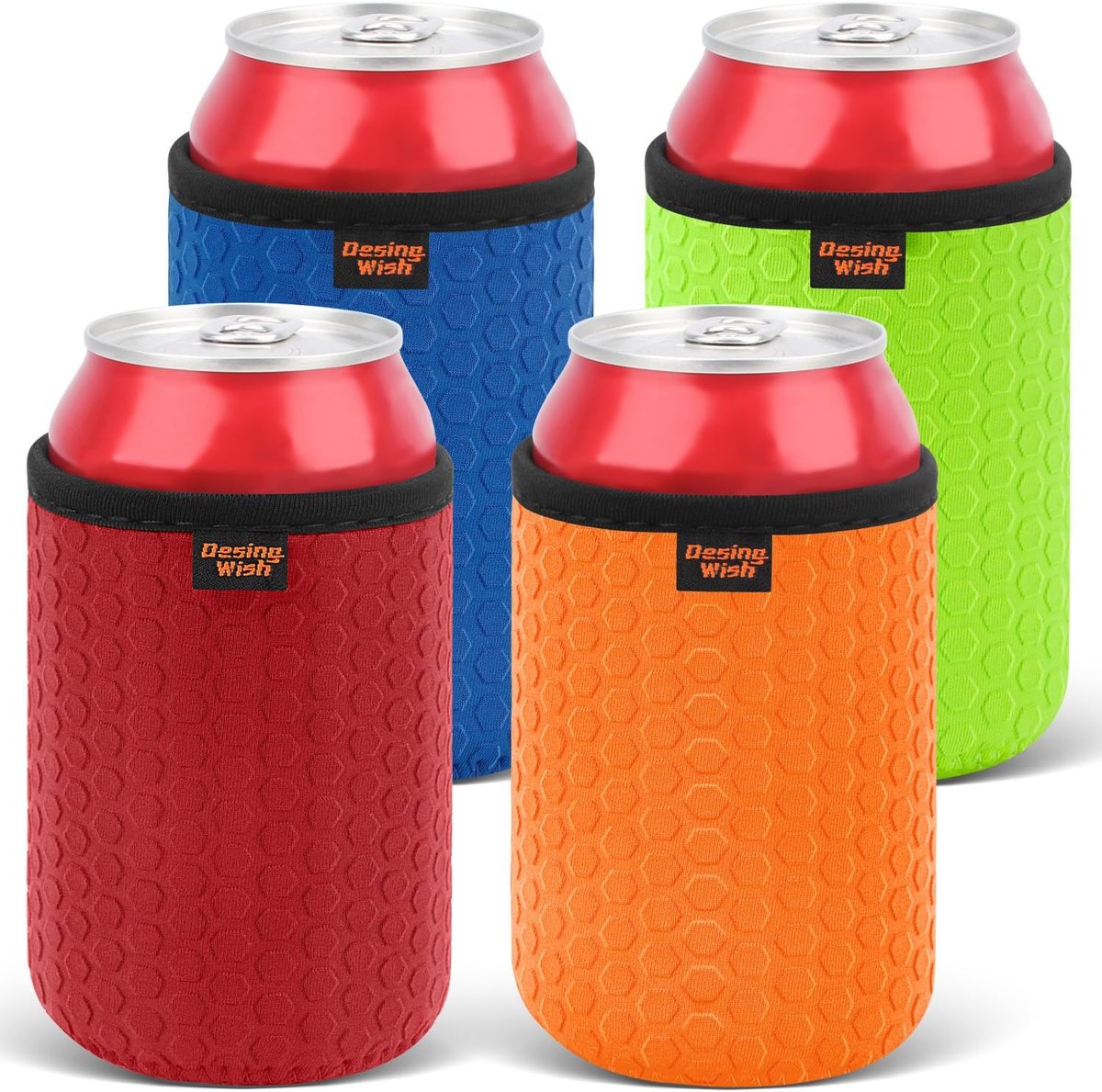 SnelShoppen - 4 Stuks 30ml Can Cooler Sleeve Neopreen Drankhouder - Isolerende Mouw voor Consumptiedrankjes en Bier - Non-Slip, Perfect voor Feest, Ca